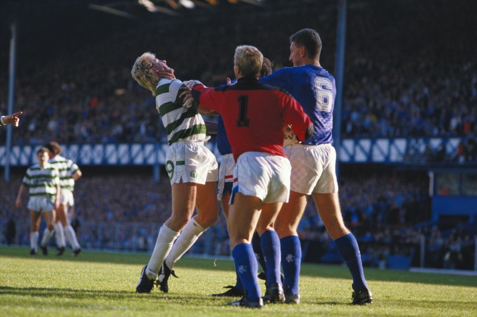 This combustible fixture has been known to boil over both on and off the pitch. In 1987 Frank McAvennie (left) of Celtic as well as Chris Woods and Terry Butcher of Rangers faced charges of breach of the peace for this bust up. Woods and Butcher were found guilty while McAvennie was found not guilty.
