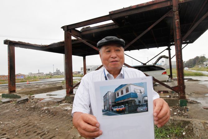 Seiki Sano, 81, stands where his home once stood in Sendai, Japan. It was destroyed in March 2011 in a devastating earthquake and tsunami. The fisherman also lost both of his boats in the tsunami. "It's hard to rebuild," he told iReporter Anthony Altit. "I won't live to see it happen."