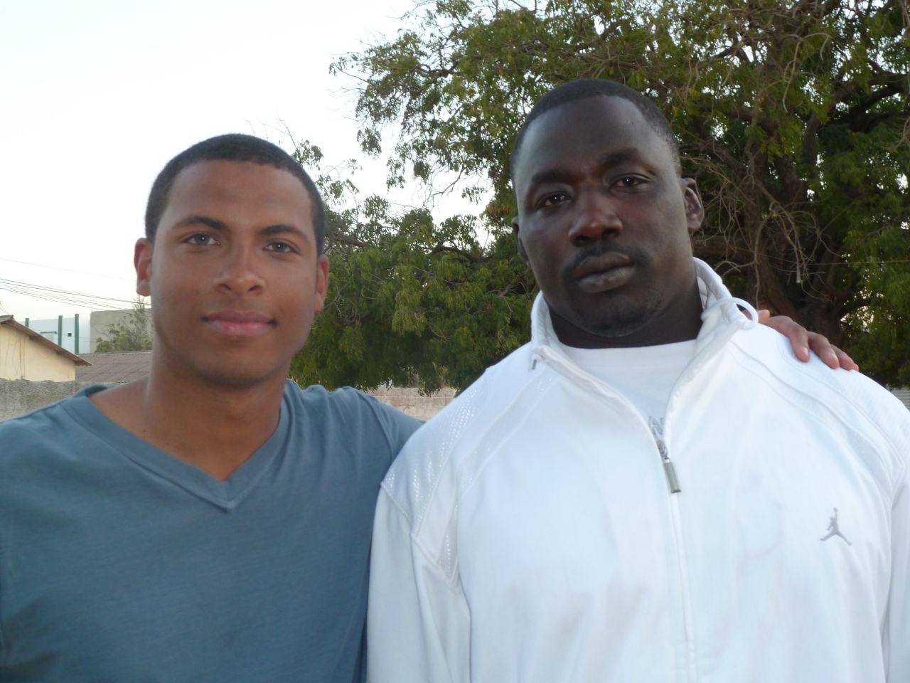 CNN's Errol Barnett with Senegalese wrestling star Gris Bordeaux.