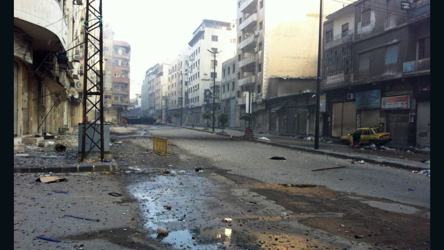 A street in Homs, Syria, appears deserted in late February.  The city has been at the center of Syria's uprising.