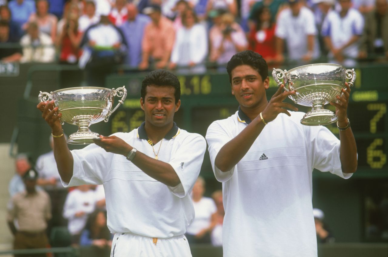 The veteran Bhupathi (R) has won a total of 11 grand slam titles during his career -- all in doubles. Three of his four men's crowns have come with compatriot Leander Paes, including Wimbledon in 1999.