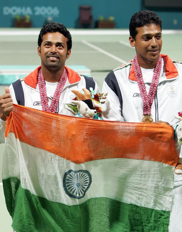 Alongside their three grand slam titles, Bhupathi and Paes also struck gold in the men's doubles at the 2006 Asian Games, held in Qatar.