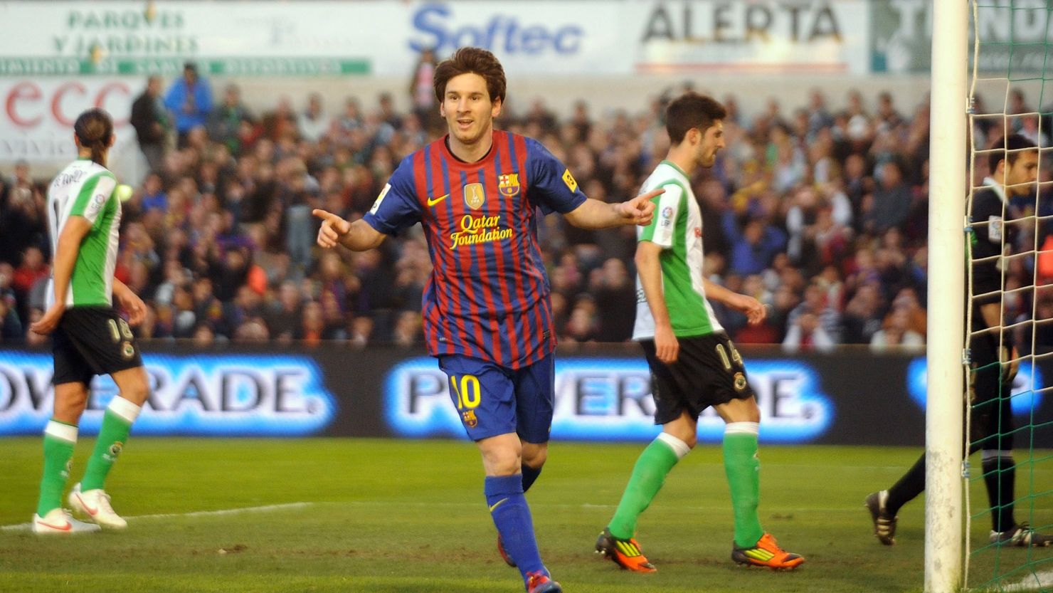 Lionel Messi has now scored seven goals this week, after his double strike saw off Racing Santander.
