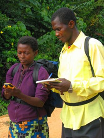 Marie Atosha and Jean Amisi -- community mappers in Inongo, DRC.