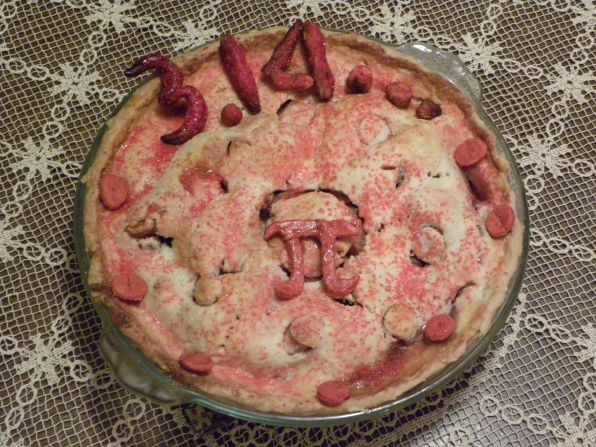 iReporter Zeynep Rice made this pie. The main filling is derived from a deep dish apple pie recipe, and she added pears. 