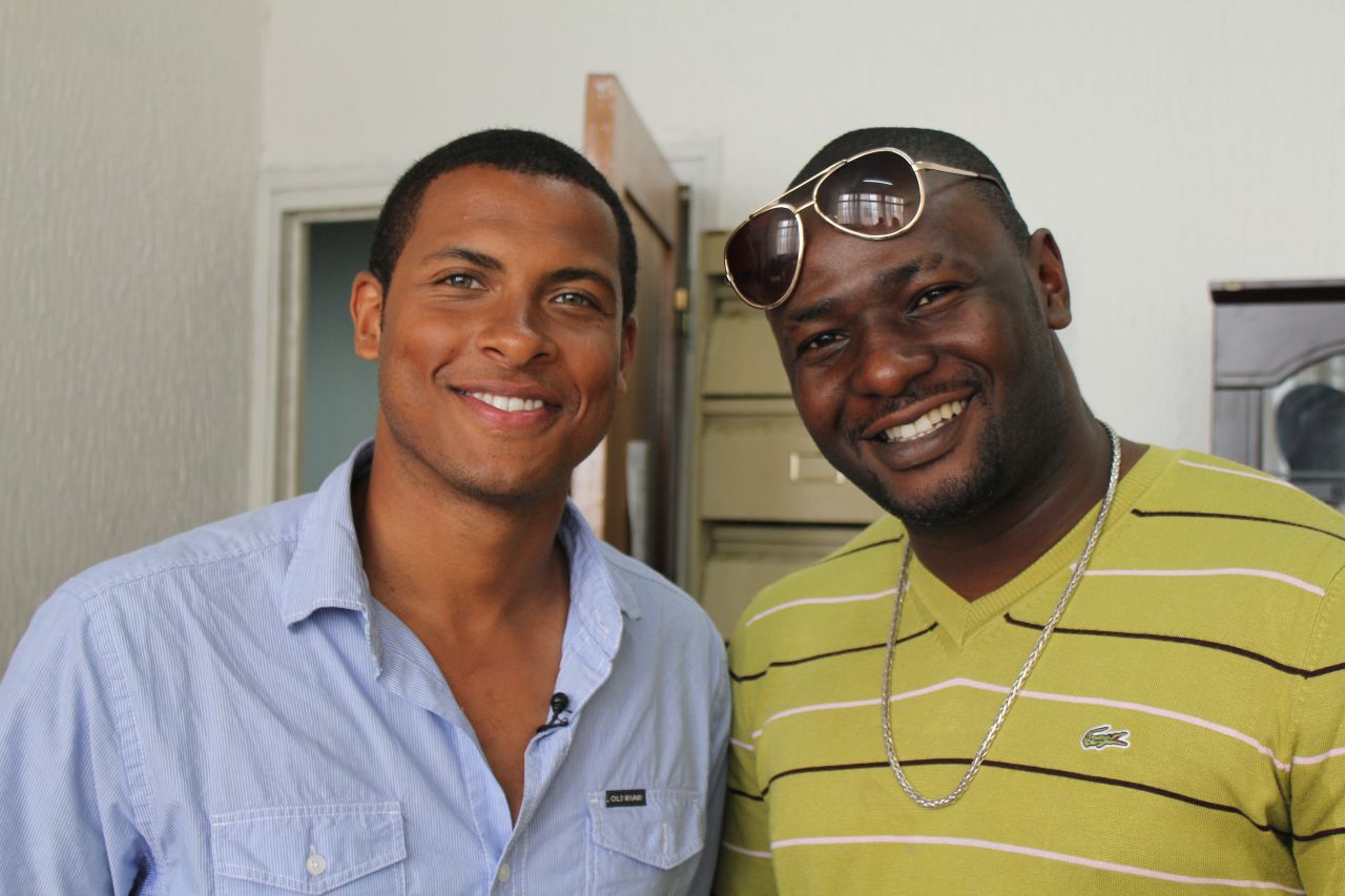CNN's Errol Barnett with rapper Ba'Ponga at his day job at the Ministry of Culture.