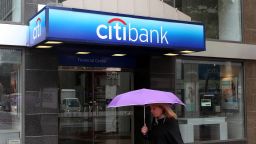 SAN FRANCISCO, CA - APRIL 18: A pedestrian walks by a CitiBank branch office on April 18, 2011 in San Francisco, California. Citigroup's first-quarter profit dropped 32 percent with quarterly earnings of $3.0 billion, or 10 cents per share, compared to $4.4 billion, or 15 cents per share one year ago. (Photo by Justin Sullivan/Getty Images) 