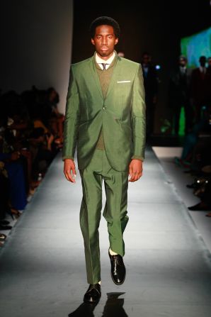 A model wears Ozwald Boateng.