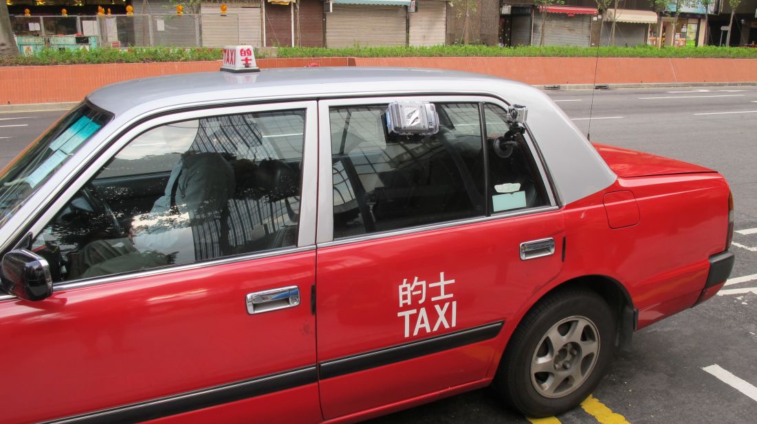 A Hong Kong taxi kitted out with Safecast radiation monitoring gear.