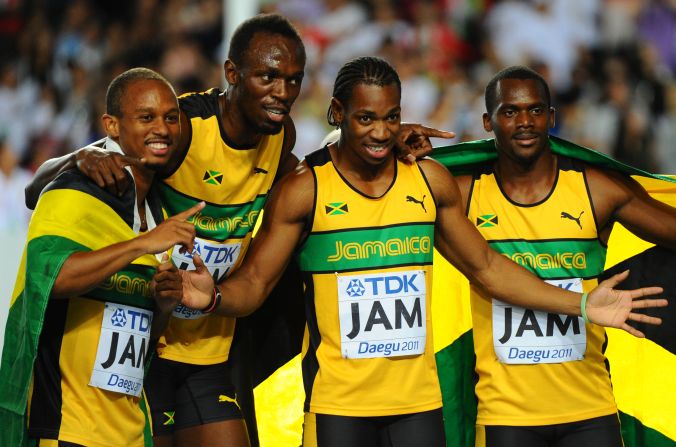 Jamaica's men secured their status as the undisputed sprint kings of the world as Blake's success at the 2011 World Championships was complemented by Bolt's 200m win and victory in the men's 4x100m . Jamaica also did the treble in 2009 and at the Olympics the year before.