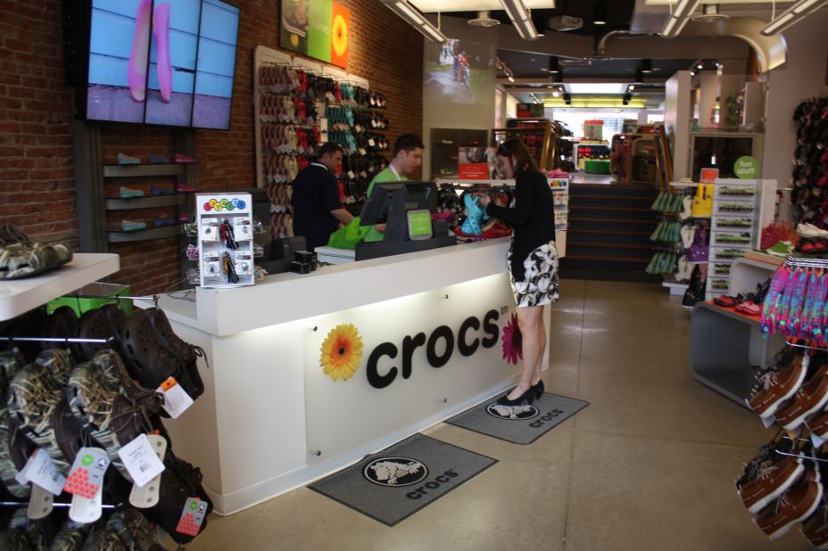 To showcase its new designs, Crocs has opened 120 stores in the United States -- like this one in Boulder, Colorado -- and it hopes to open another 100 stores this year. And new markets are discovering the shoes: 65% of the company's sales are overseas.