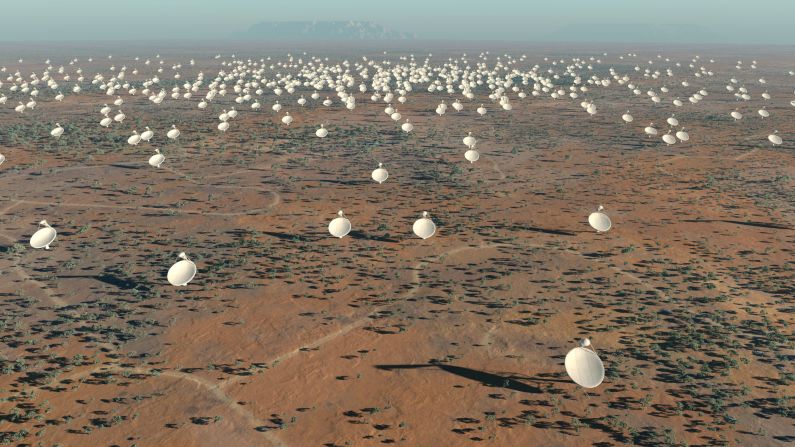 A digital impression of the Square Kilometer Array shows how some of its 3,000 dishes would look on site in South Africa's Karoo desert. This will be the largest and most powerful radio telescope on earth when it comes online, with construction set to begin in 2018.