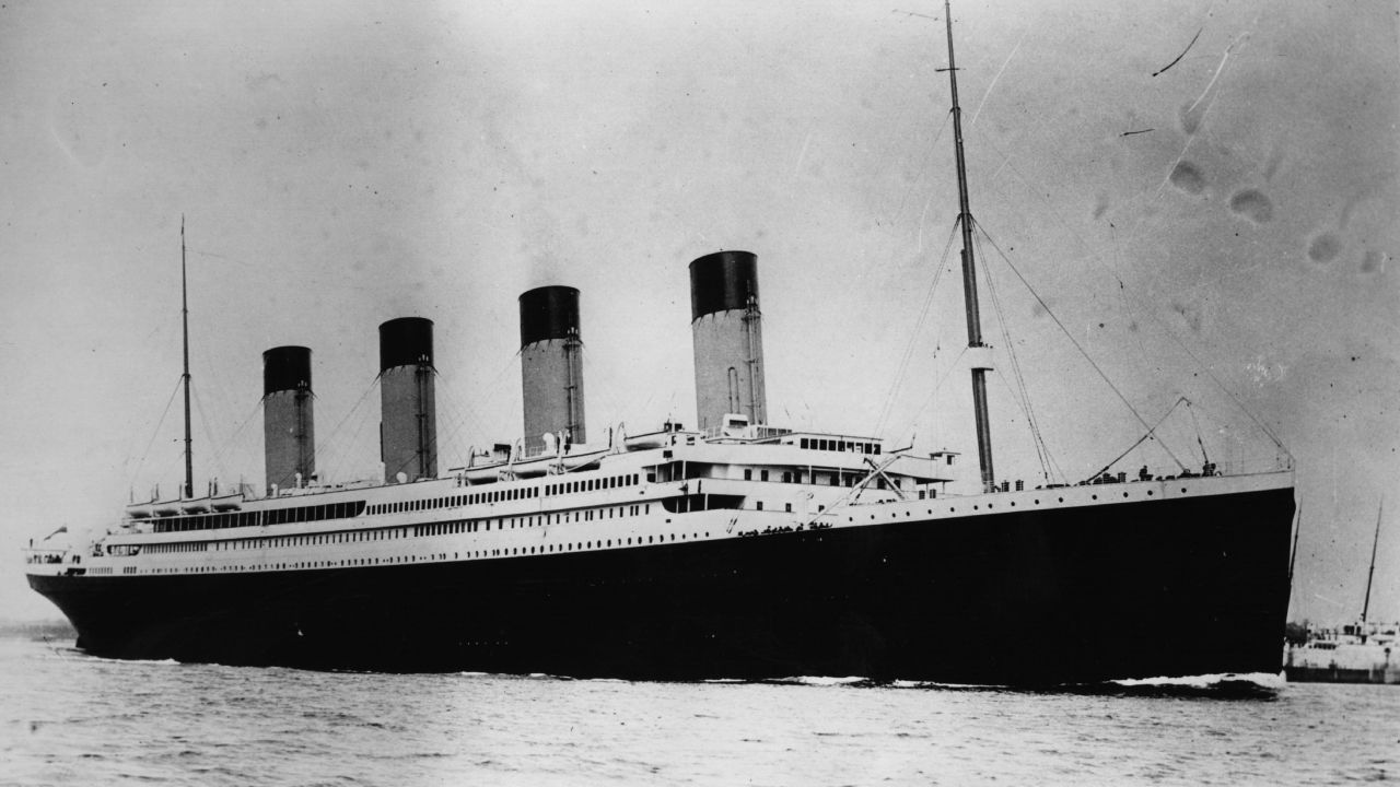 The ill-fated White Star liner RMS Titanic, which struck an iceberg and sank on her maiden voyage across the Atlantic.