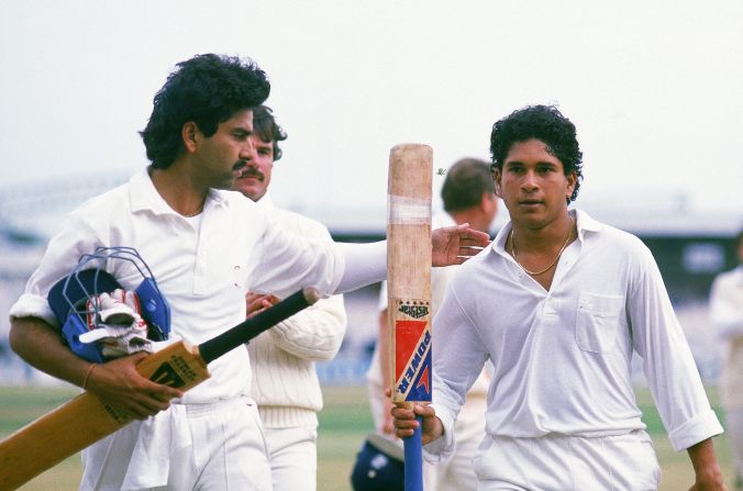Tendulkar scored his first international century in the five-day format the following year on India's tour of England, hitting 119 not out in the second Test at Old Trafford.
