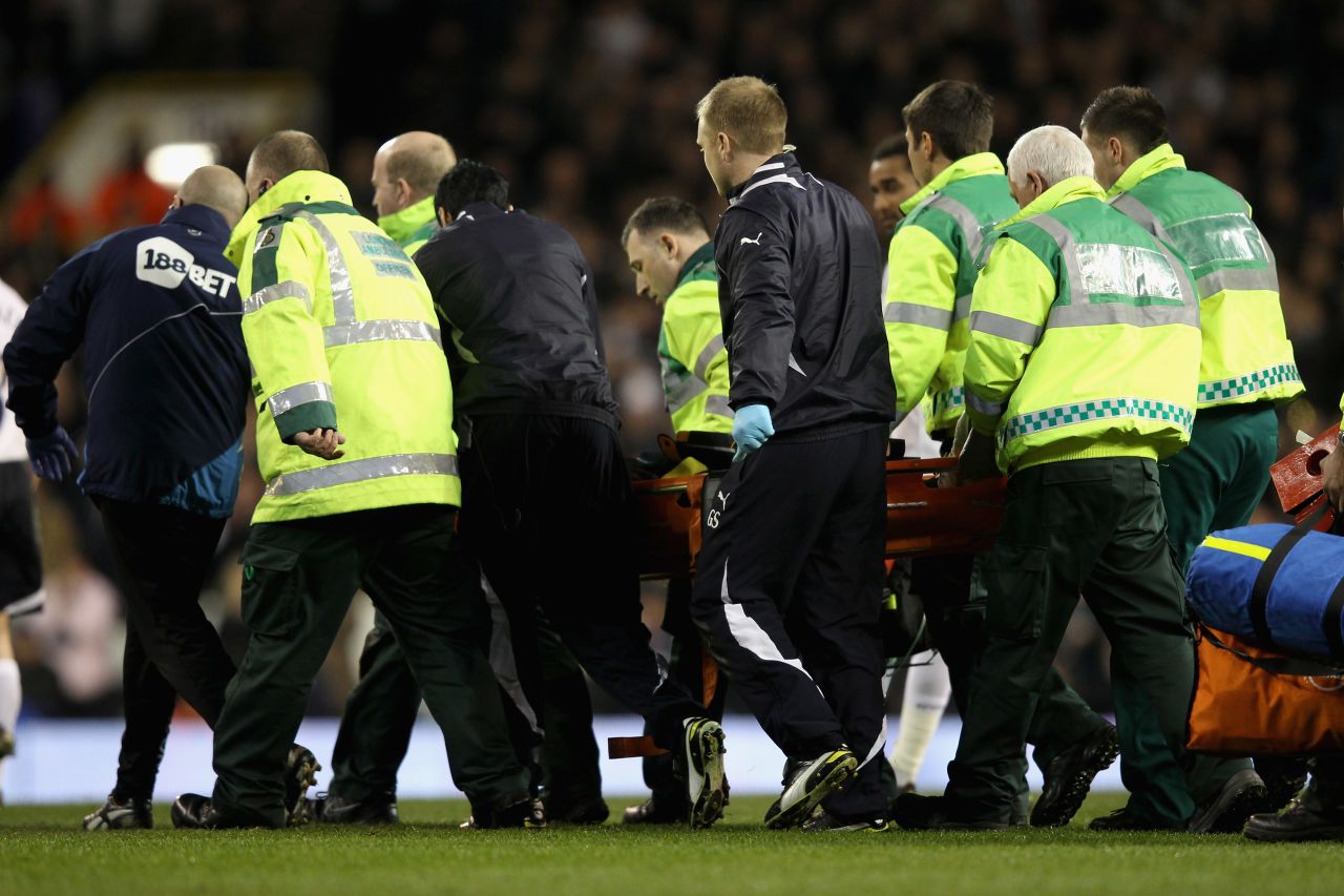 The 23-year-old was carried off the pitch at White Hart Lane and taken to a hospital in London. The game was abandoned.