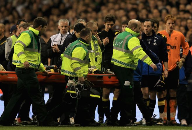 Muamba collapsed before halftime and the match was abandoned as he was taken to hospital after receiving several defibrillator shocks to restart his heart, which stopped for 78 minutes. He was discharged only a month later after making a remarkably quick recovery.