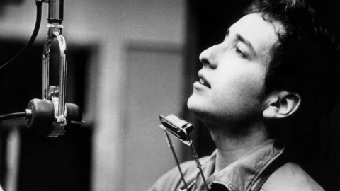 Bob Dylan, shown here on November 1, 1961, during one of the John Hammond recording sessions for Dylan's first album.