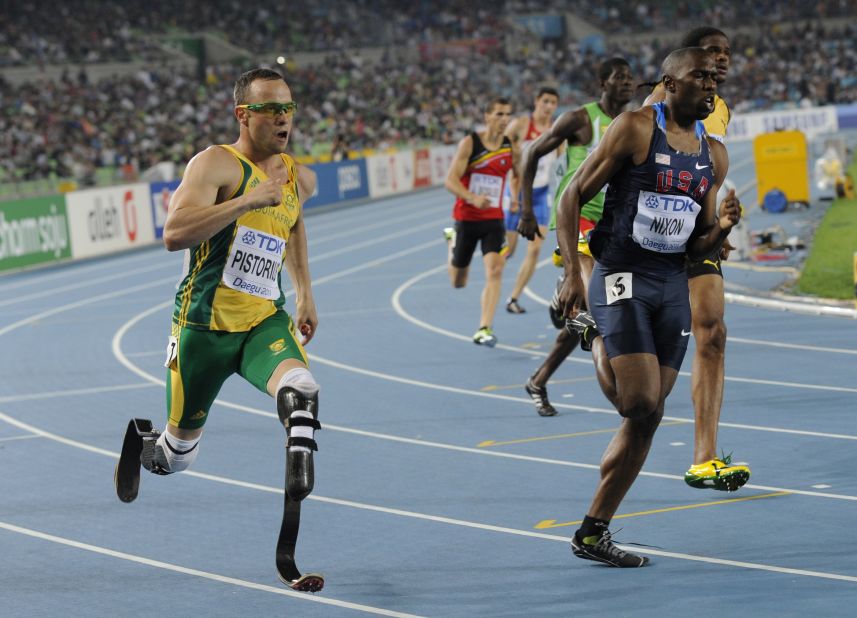 Pistorius competed in the semifinals of the able-bodied men's 400m at the 2011 World Championships in Daegu in South Korea. 