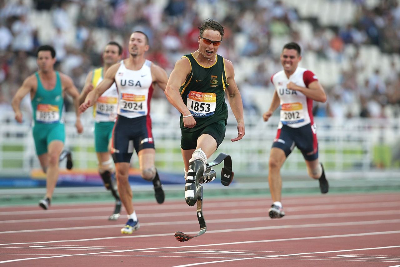 Pistorius claimed gold for the first time at the 2004 Athens Paralympics in the final of the men's 200m, setting a new world record.