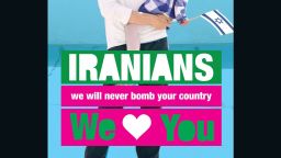 Israeli graphic designer Ronny Edry has created posters with messages of peace for the people of Iran and posted them on Facebook.