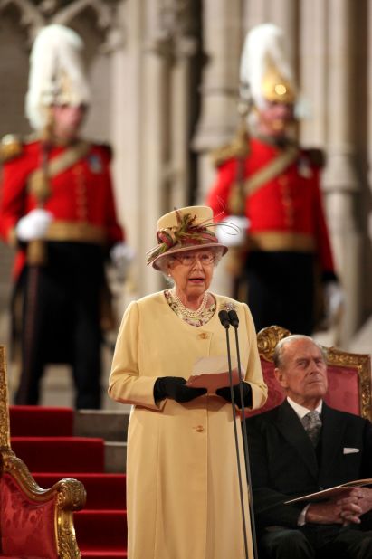 The Queen, seen here addressing both Houses of Parliament in Westminster Hall, is celebrating her Diamond Jubilee in 2012.