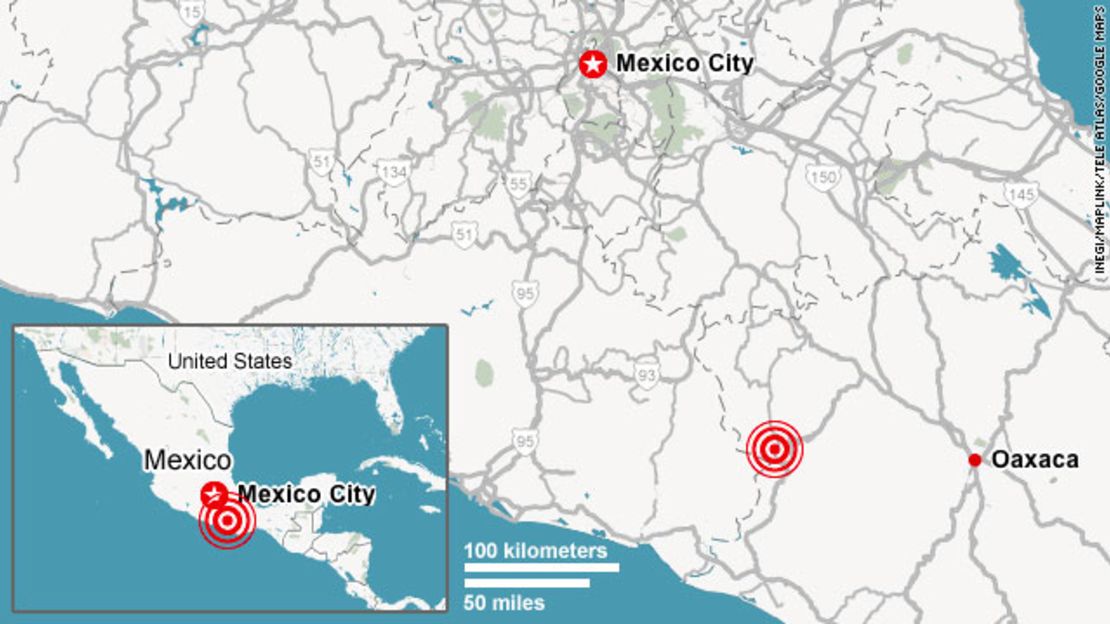 Mexico earthquake map