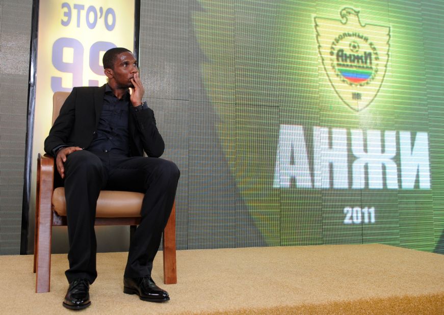 Eto'o takes part in the preliminary draw for the 2018 World Cup, to be played in Russia, in July 2015.
