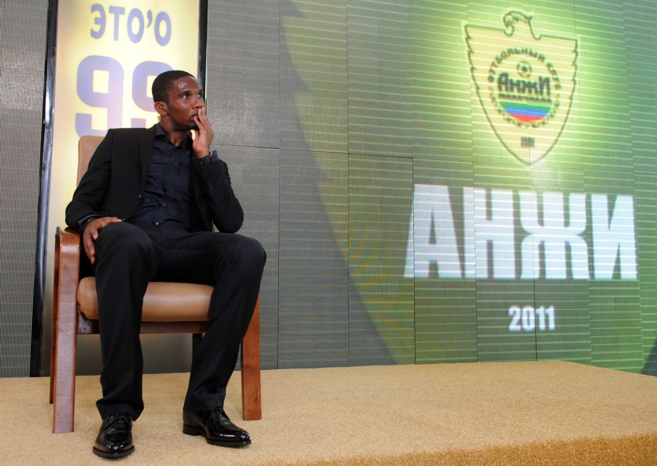Cameroon's Samuel Eto'o  profited from joining big-spending Russian outfit Anzhi Machachkala from Inter Milan in August 2011.