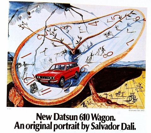 An advertisement for the Datsun-1972 created by Spanish artist Salvador Dali.