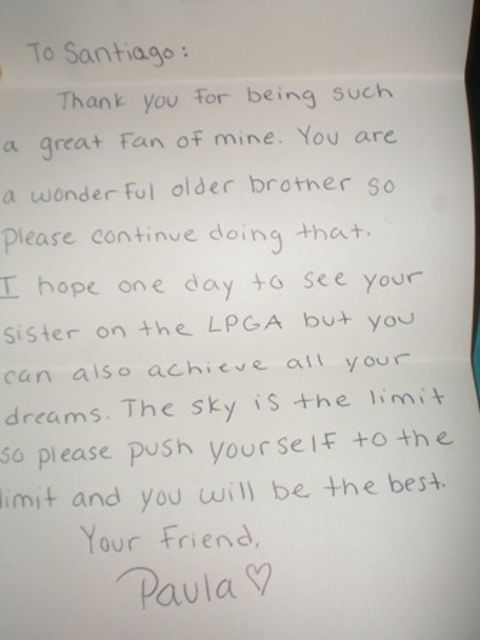 Creamer also wrote a letter to Ana's older brother Santiago, encouraging them to achieve their dreams.