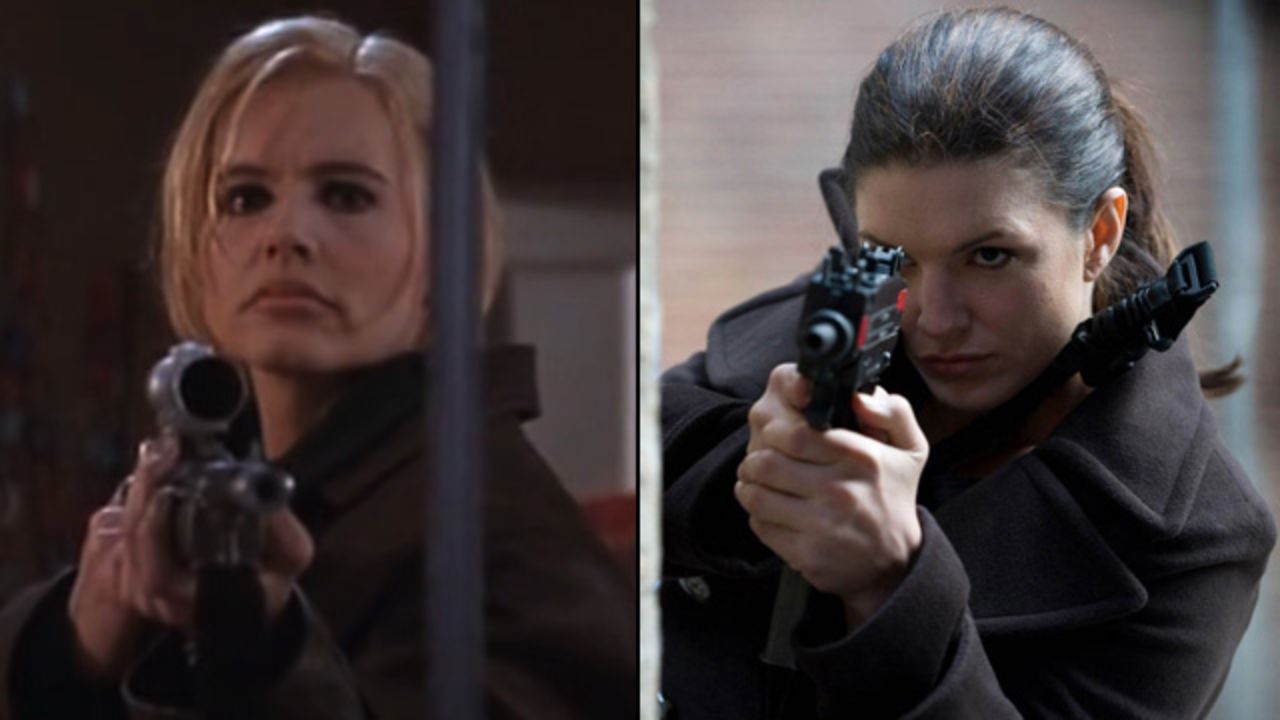 Some honorable mentions: Geena Davis as Samantha Caine in "The Long Kiss Goodnight" (1996), Summer Glau as River in "Serenity" (2005), Charlize Theron as Aeon Flux in "Aeon Flux" (2005), Keira Knightley as Domino Harvey in "Domino" (2005), Gina Carano as Mallory Kane in "Haywire" (2011). 