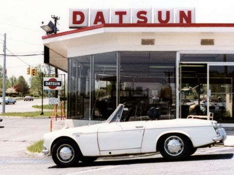 Nissan Motor Co. has announced the return of the Datsun brand after 30 years, with plans to introduce a low-cost car in several emerging markets in 2014. The brand was a success story in the United States in the 1970s and 1980s, and the company discontinued it in the 1980s. This 1968 Datsun Fairlady 1600 was photographed by the owner circa 1981, outside the Major Motors dealership in Maryland.
