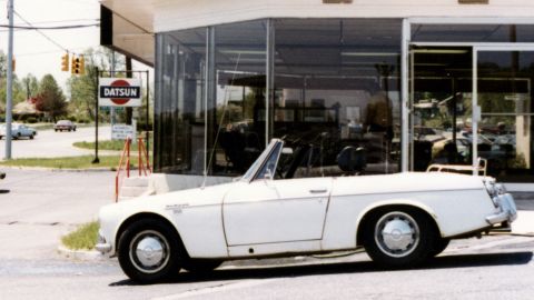 Nissan Motor Co. has announced the return of the Datsun brand after 30 years, with plans to introduce a low-cost car in several emerging markets in 2014. The brand was a success story in the United States in the 1970s and 1980s, and the company discontinued it in the 1980s. This 1968 Datsun Fairlady 1600 was photographed by the owner circa 1981, outside the Major Motors dealership in Maryland.