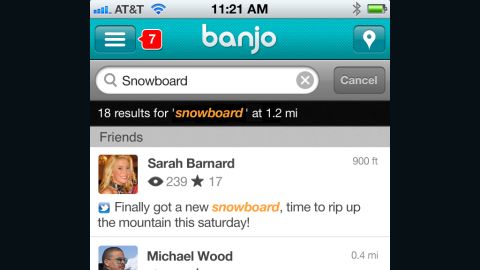 Banjo lets you see tweets and other social-media posts from people who are near you.