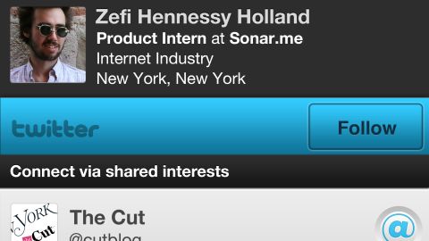 Sonar lets you know when nearby people on Twitter or Facebook share your interests.