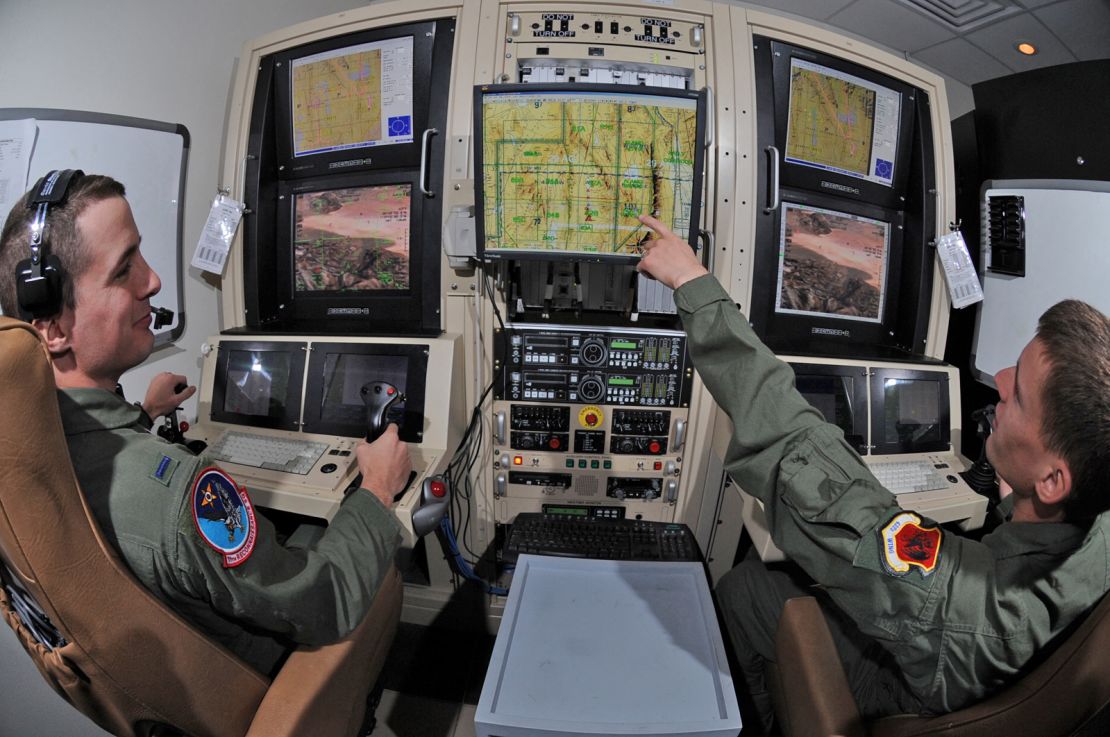 U.S. Air Force Predator drone operators conduct a training mission at Creech Air Force Base, Nevada.
