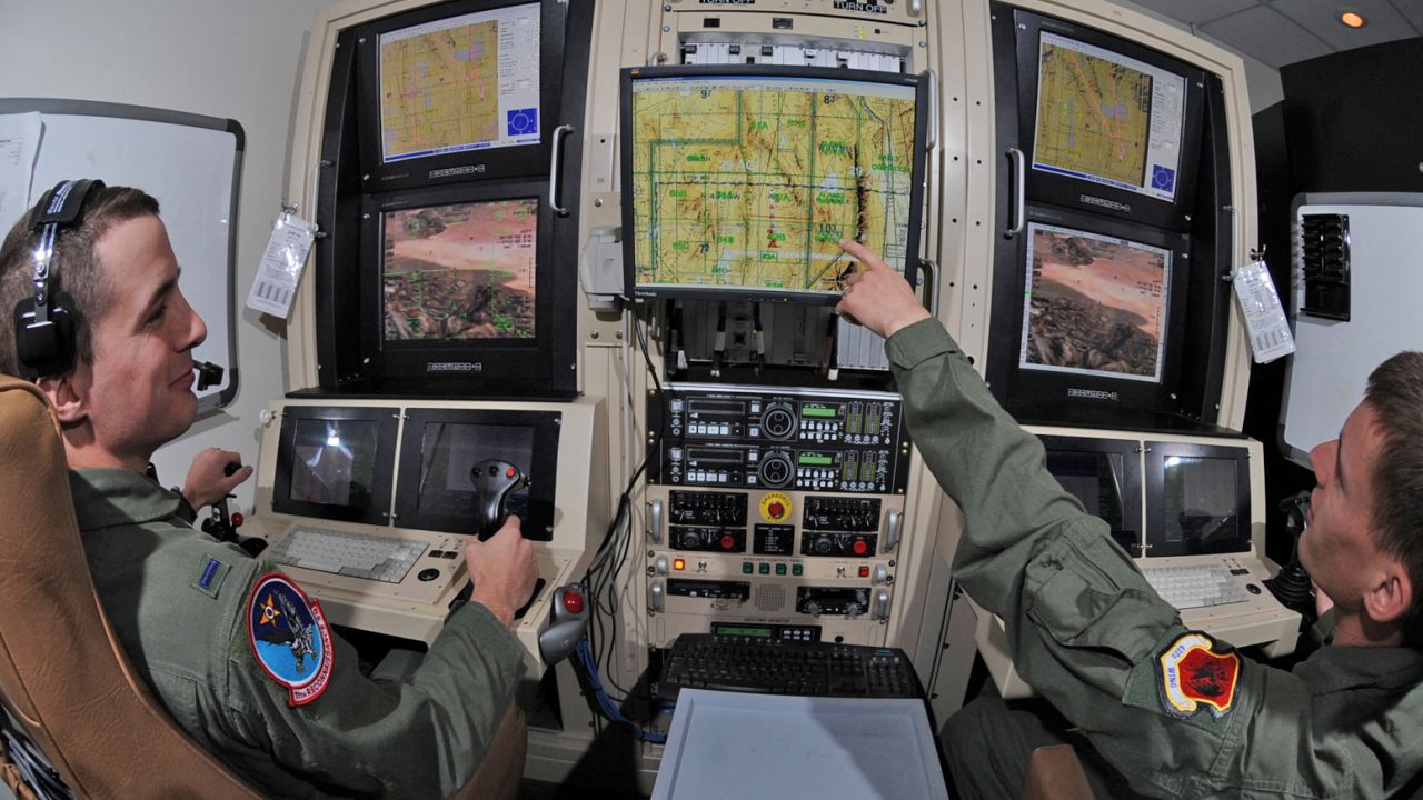 U.S. Air Force Predator drone operators conduct a training mission at Creech Air Force Base, Nevada.