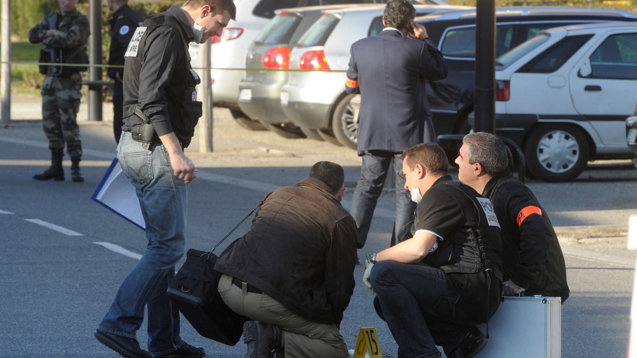 The site where three French soldiers were killed in a drive-by shooting in Montauban on March 15, 2012.