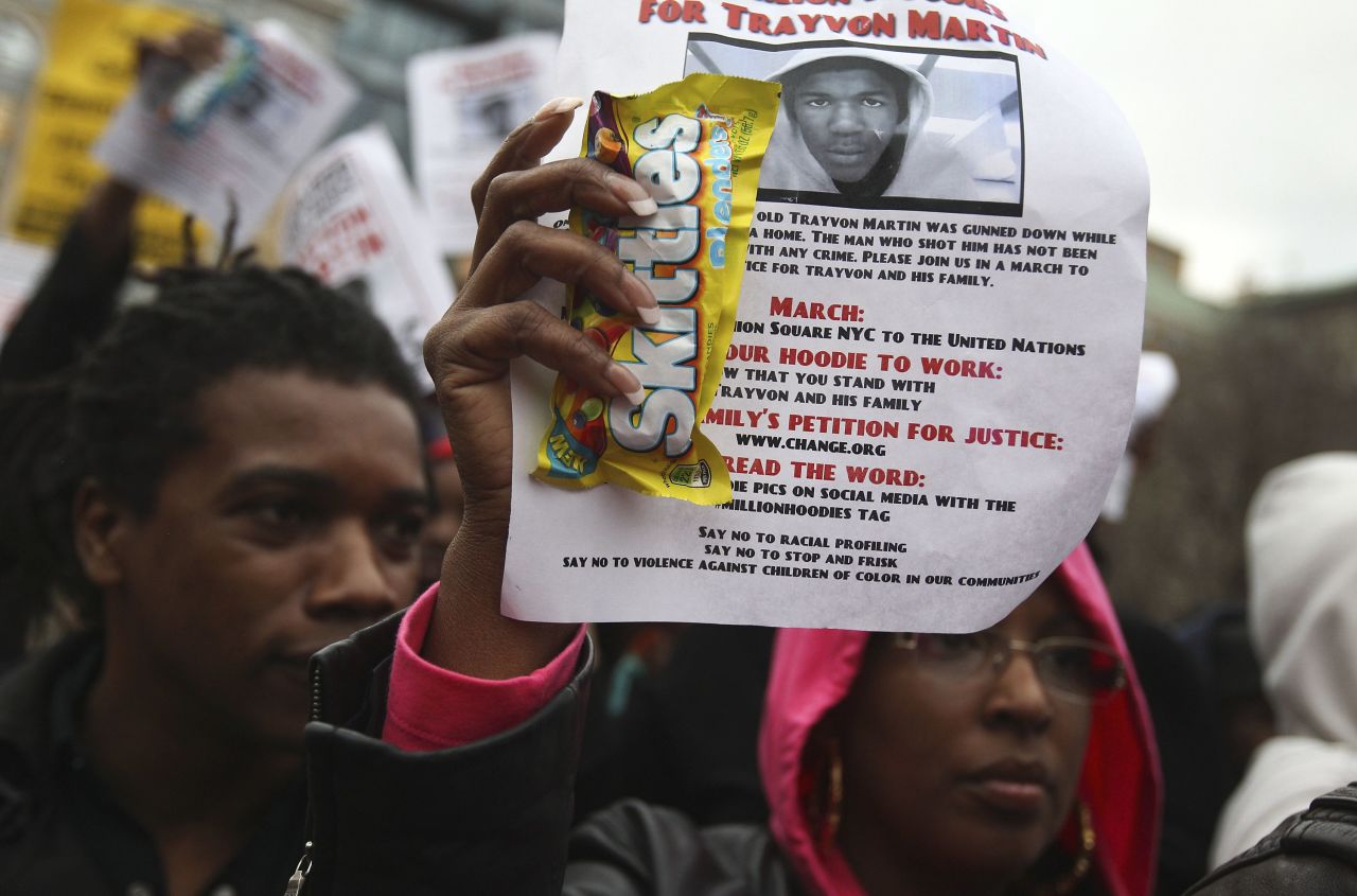 Hundreds of demonstrators marched in Union Square. Protests are also scheduled for Thursday in Sanford, Florida.