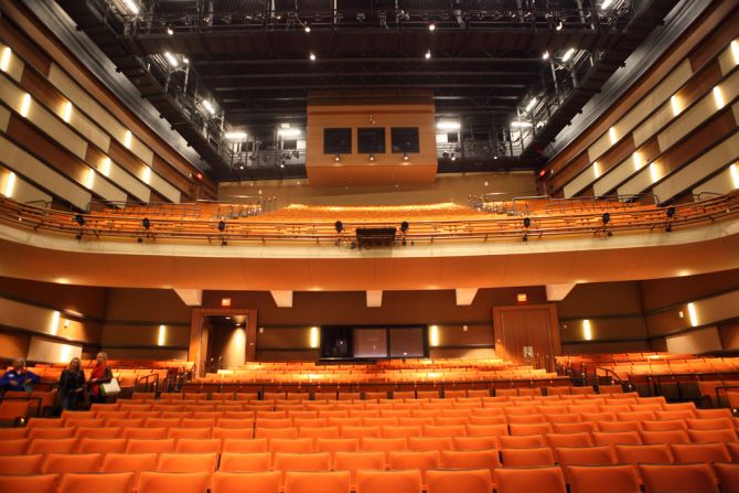 The 1,191-seat Knight Theater in Charlotte hosted the Tribute interview scenes.