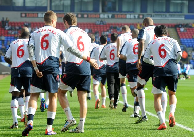 Before kick-off in Saturday''s match against Blackburn Rovers, the Bolton team wore shirts with Muamba's name and number on the back.