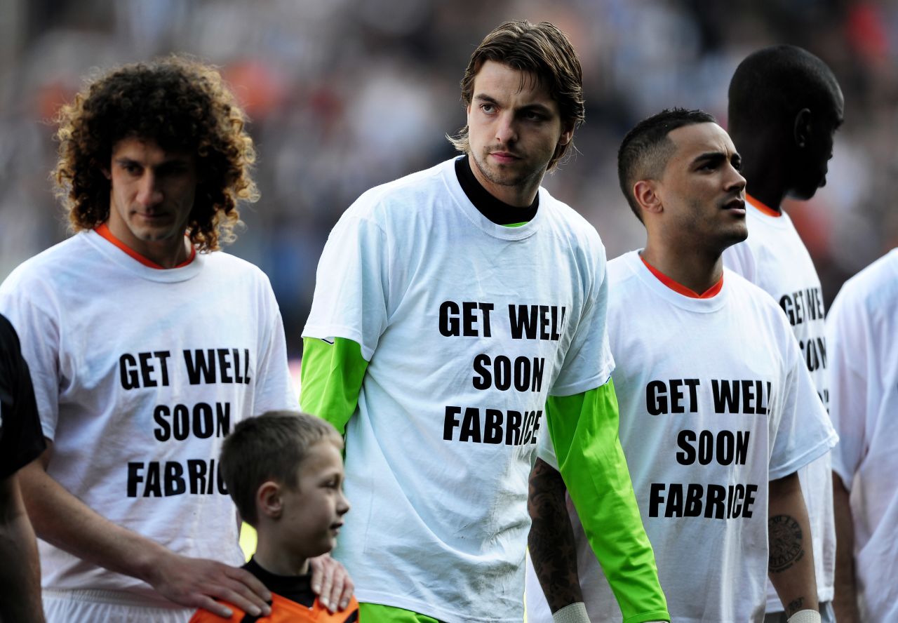 Newcastle United's players wore t-shirts supporting Muamba in the build-up to Sunday's win at West Bromwich Albion.