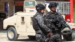 Iraqi special forces man a checkpoint leading to the heavily fortified Green Zone in Baghdad on March 23, 2012.
