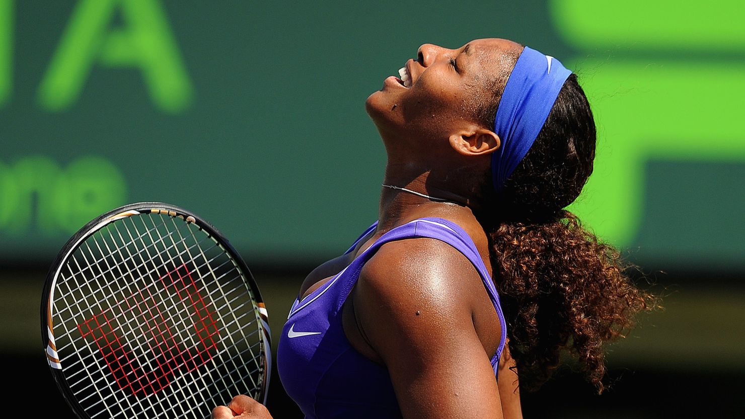 Serena Williams enjoyed her victory over Australian Samantha Stosur in Miami.