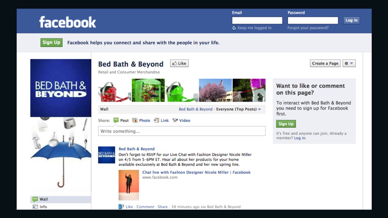 Retailer Bed Bath & Beyond is responsive to customers who post questions on its Facebook page, a new survey found.