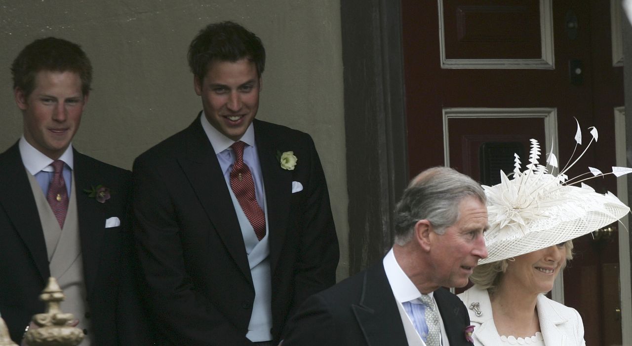 April 2009: Prince Harry and Prince William attend the marriage of their father, Prince Charles, and Camilla Parker Bowles. 