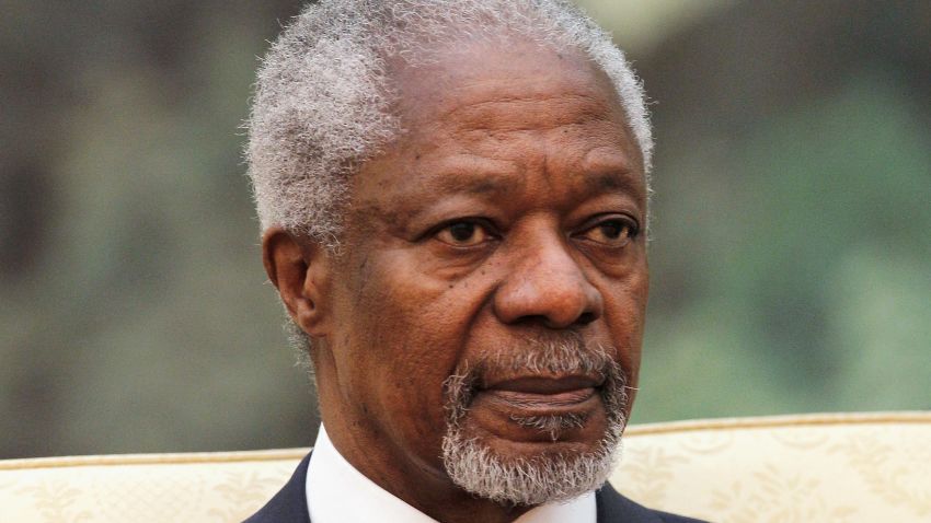 Former U.N. secretary general Kofi Annan listens meets Chinese Premier Wen Jiabao in Beijing on March 27.