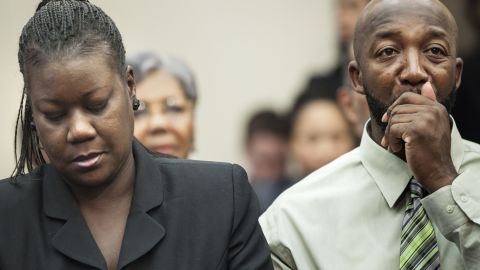 Sybrina Fulton and Tracy Martin, parents of slain Florida teen Trayvon Martin, appear on Capitol Hill Tuesday.