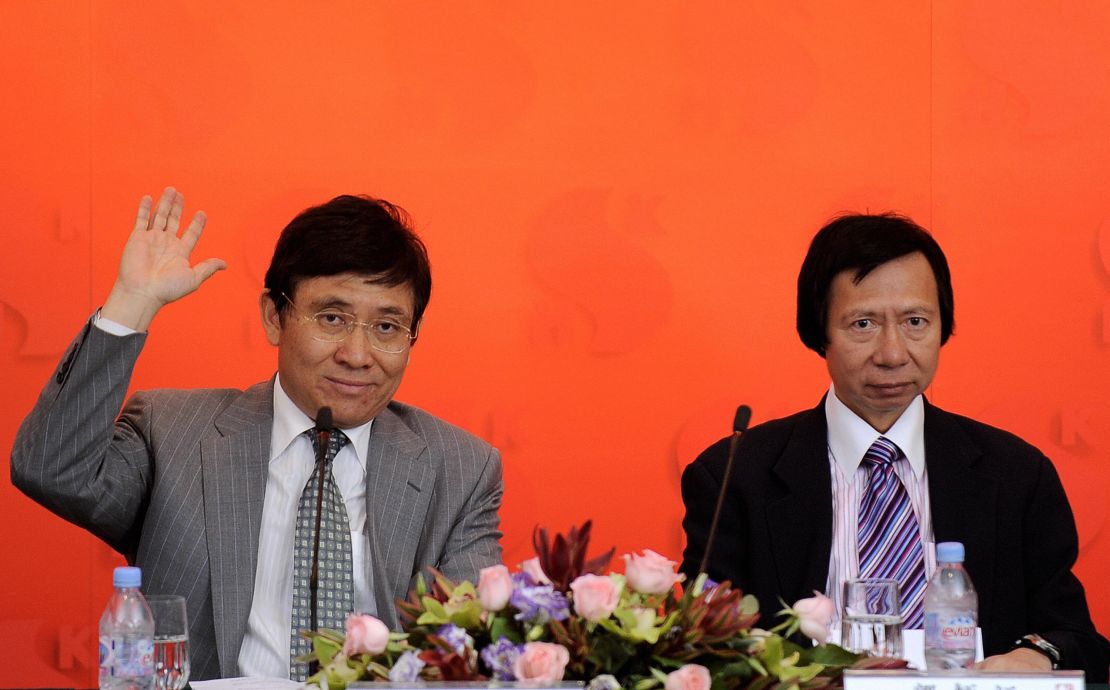 Raymond, left, and Thomas Kwok at a press conference on May 23, 2008.