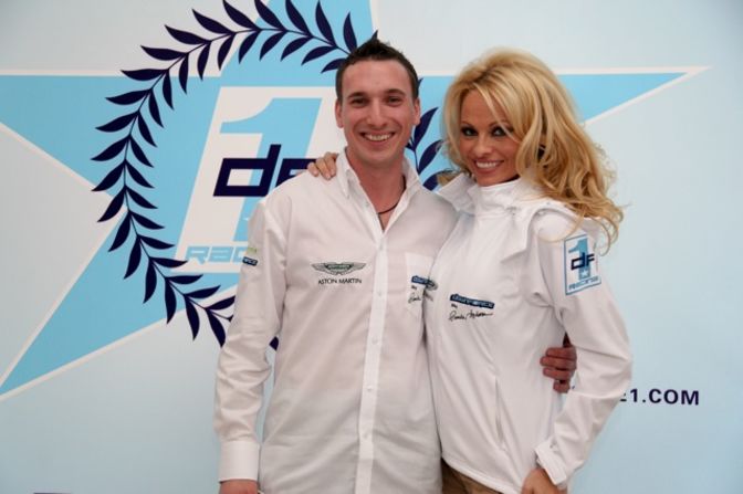 The Canadian star is pictured here with Markus Fux at the Downforce1 launch. Occasional racing driver Fux is also involved in the Race Alliance team.